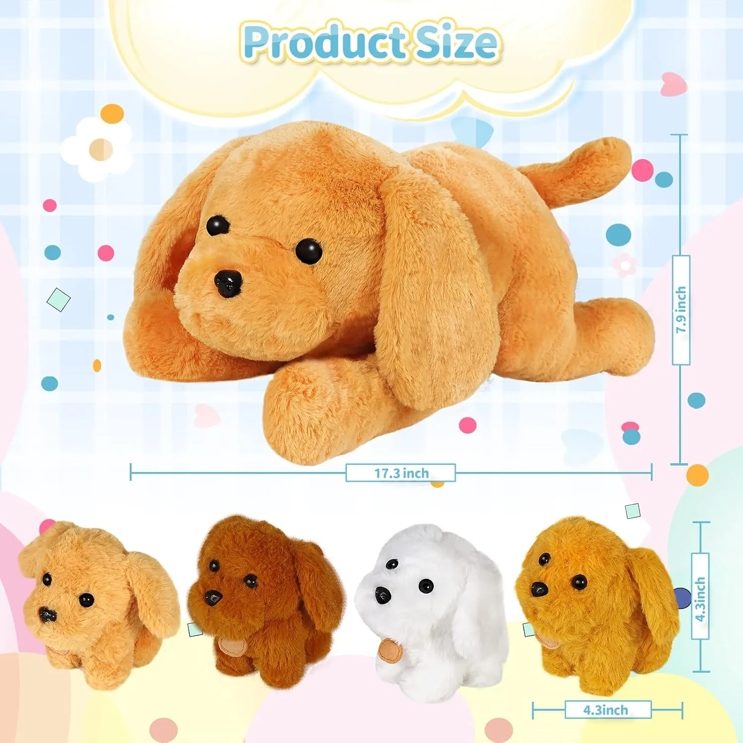 KMUYSL Puppy Stuffed Animals Toys for Ages 3 4 5 6 7 8  Years Old Kids - Mommy Dog with 4 Baby Puppies in Her Tummy, Idea Xmas Birthday Gifts for Baby, Toddler, Girls, Boys