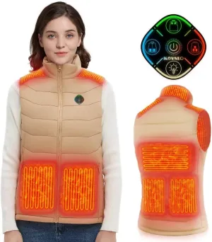 KOVNLO Womens Heated Vest, 4 in 1 Smart Controller, Lights-out Design, Lightweight Heating Vest (Battery Pack Not Included)