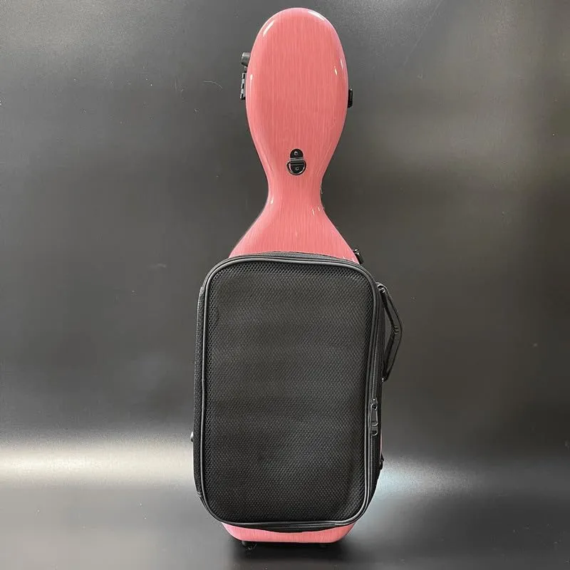 LANDTOM Carbon Fiber 4/4 Full Size and 3/4 Violin Case Violin Backpack With Double Shoulder Straps Pressure-Resistant And Wear-Resistant Air Transportable Violin Case With Music Score Bag (Pink)