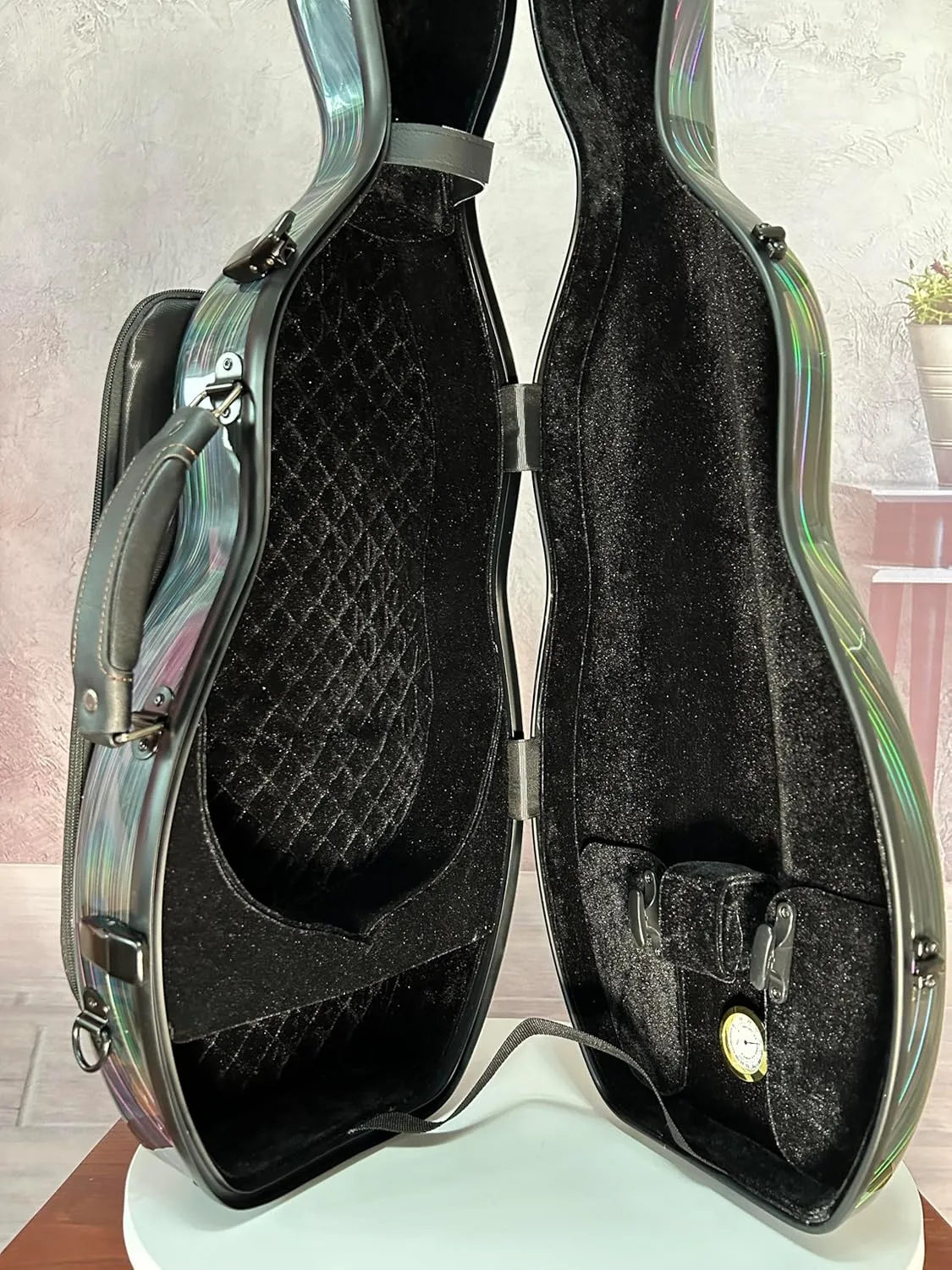 LANDTOM Carbon Fiber 4/4 Full Size and 3/4 Violin Case Violin Backpack With Double Shoulder Straps Pressure-Resistant And Wear-Resistant Air Transportable Violin Case With Music Score Bag (Rainbow)