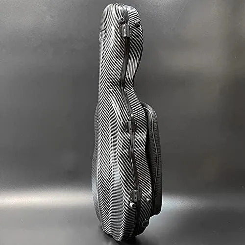 LANDTOM Carbon Fiber 4/4 Full Size and 3/4 Violin Case Violin Backpack With Double Shoulder Straps Pressure-Resistant Wear-Resistant Air Transportable Violin Case With Music Score Bag (Light grey)