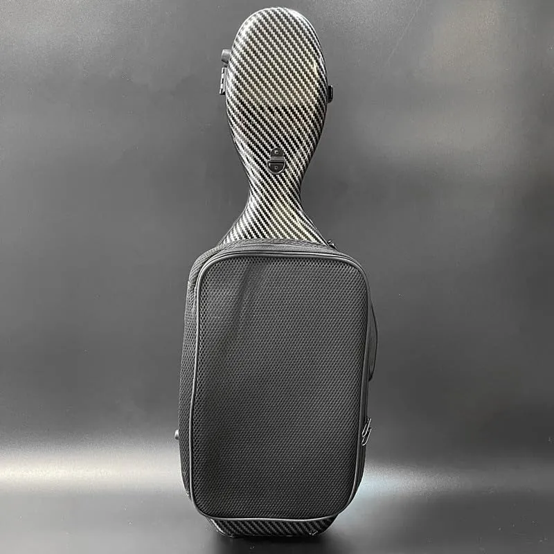 LANDTOM Carbon Fiber 4/4 Full Size and 3/4 Violin Case Violin Backpack With Double Shoulder Straps Pressure-Resistant Wear-Resistant Air Transportable Violin Case With Music Score Bag (Light grey)