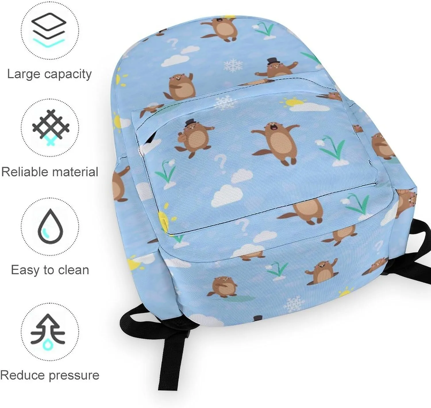 Laptop Backpack for Men Women Cute Cartoon Marmot Travel Work Backpack with Compartment Large Capacity Summer Daypack Business Work Bag