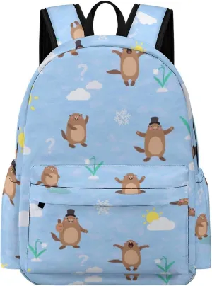 Laptop Backpack for Men Women Cute Cartoon Marmot Travel Work Backpack with Compartment Large Capacity Summer Daypack Business Work Bag