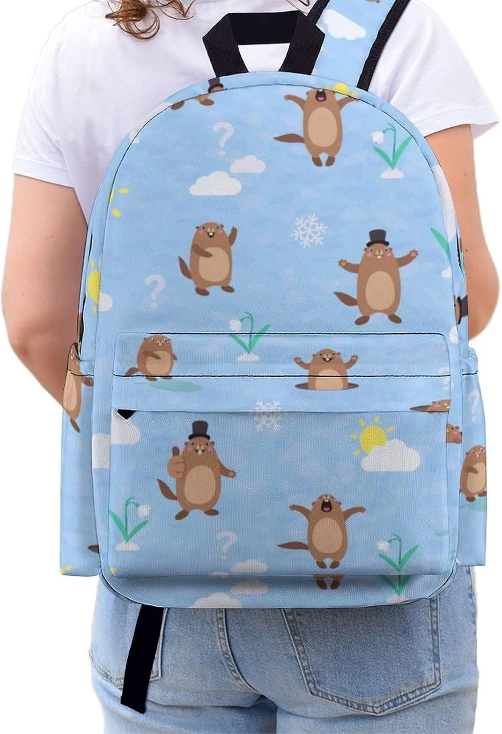 Laptop Backpack for Men Women Cute Cartoon Marmot Travel Work Backpack with Compartment Large Capacity Summer Daypack Business Work Bag
