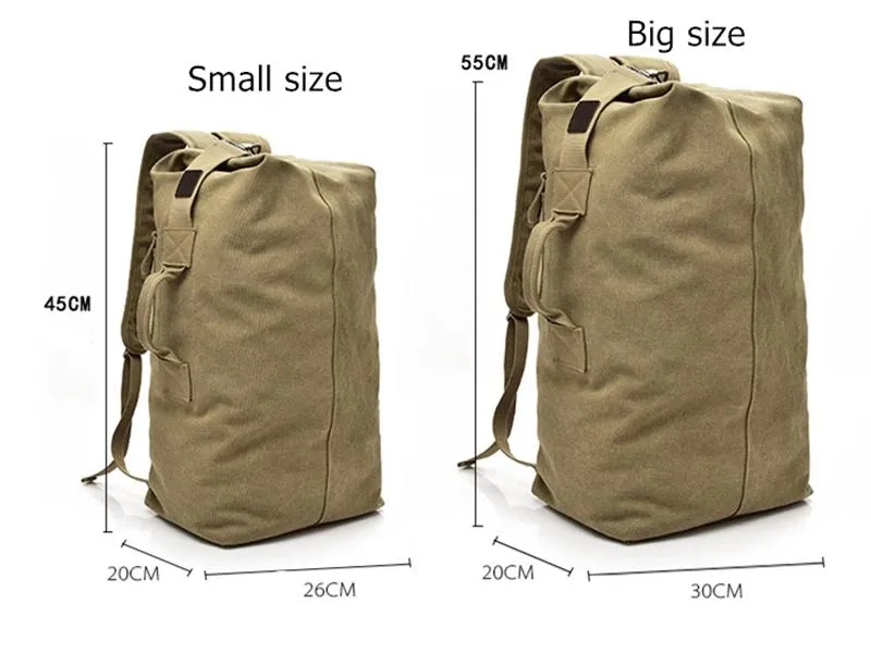 Large Capacity Canvas Bucket Shoulder Men Backpack Bag On Sale