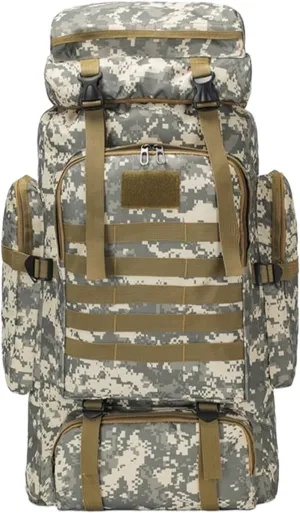 Large Capacity Hiking Backpack, Hiking for Men 56L/70L Camping Backpack 3 Days Pack for Climbing(Grey camouflage)