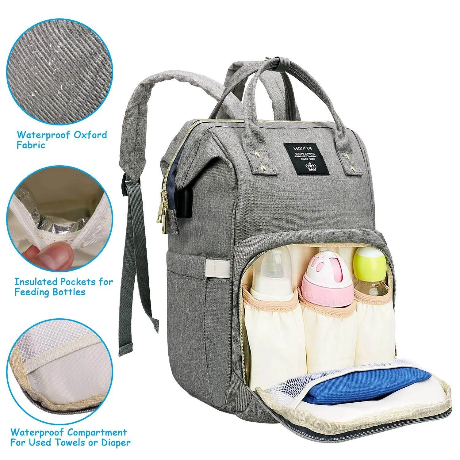 Large Capacity Mom Baby Diaper Backpack - Multifunctional USB Design