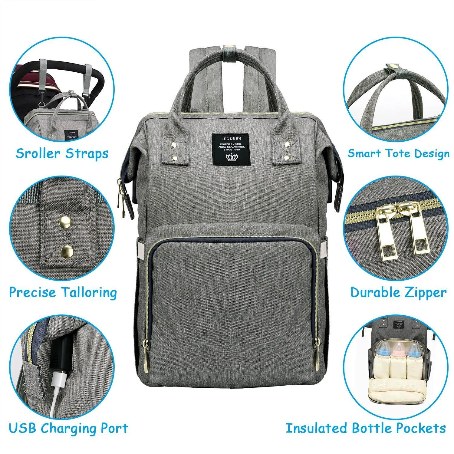 Large Capacity Mom Baby Diaper Backpack - Multifunctional USB Design