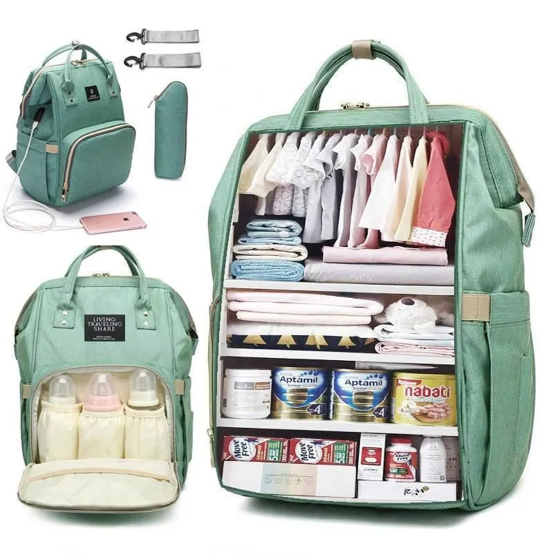 Large Capacity Mom Baby Diaper Backpack - Multifunctional USB Design