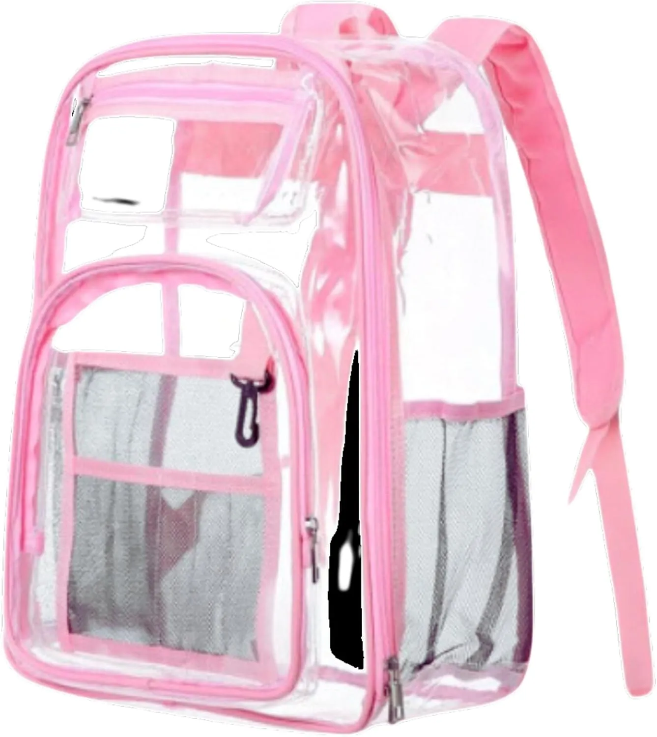 Large Clear Backpack Clear BookBag (Unisex) Heavy Duty PVC Backpack with Reinforced Strap for Clear Backpack Pink Stadium Access Bag (PINK)