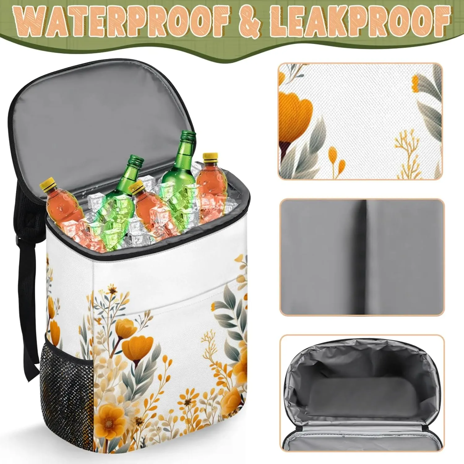 Large Insulated Cooler Backpack, Leak Proof Backpack 30 Cans, Cooler Bag for 12h Hot/Cold Retention