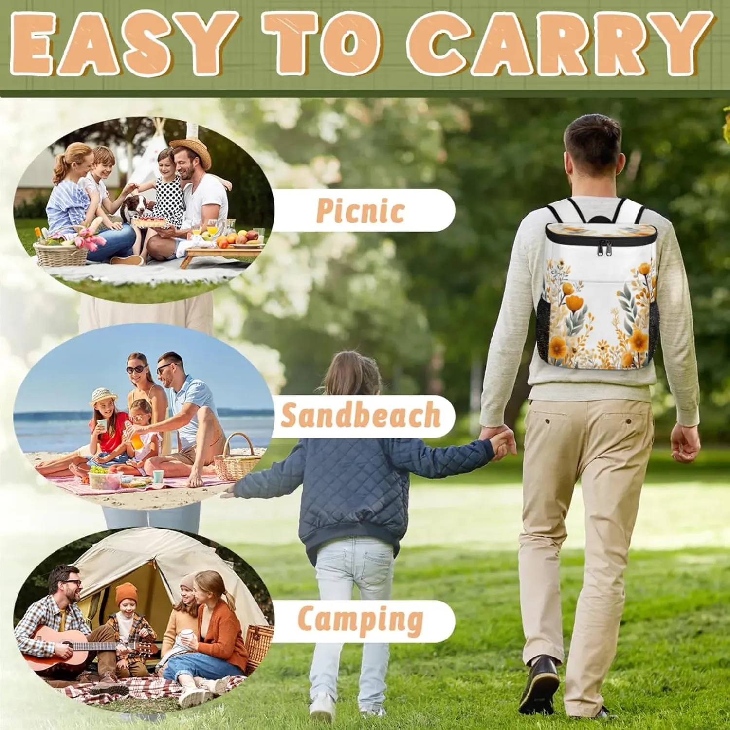 Large Insulated Cooler Backpack, Leak Proof Backpack 30 Cans, Cooler Bag for 12h Hot/Cold Retention