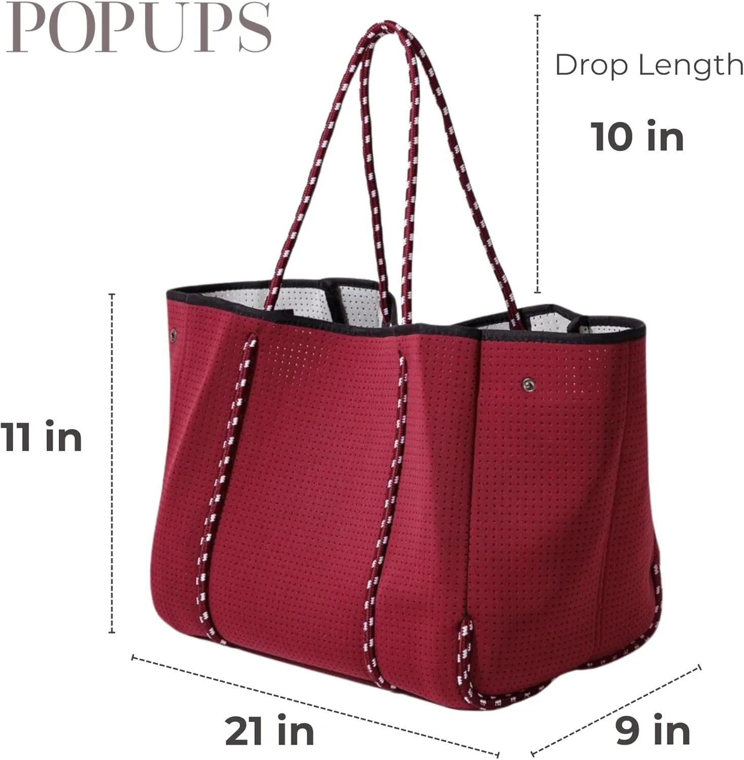 Large Neoprene Tote Bag for Women - Everyday Designer Handbag for Travel Work and Beach with Pockets and Zipper Pouch