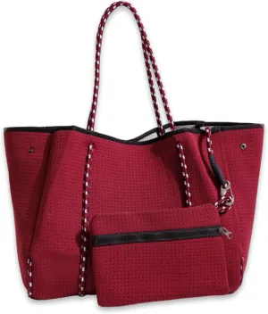 Large Neoprene Tote Bag for Women - Everyday Designer Handbag for Travel Work and Beach with Pockets and Zipper Pouch