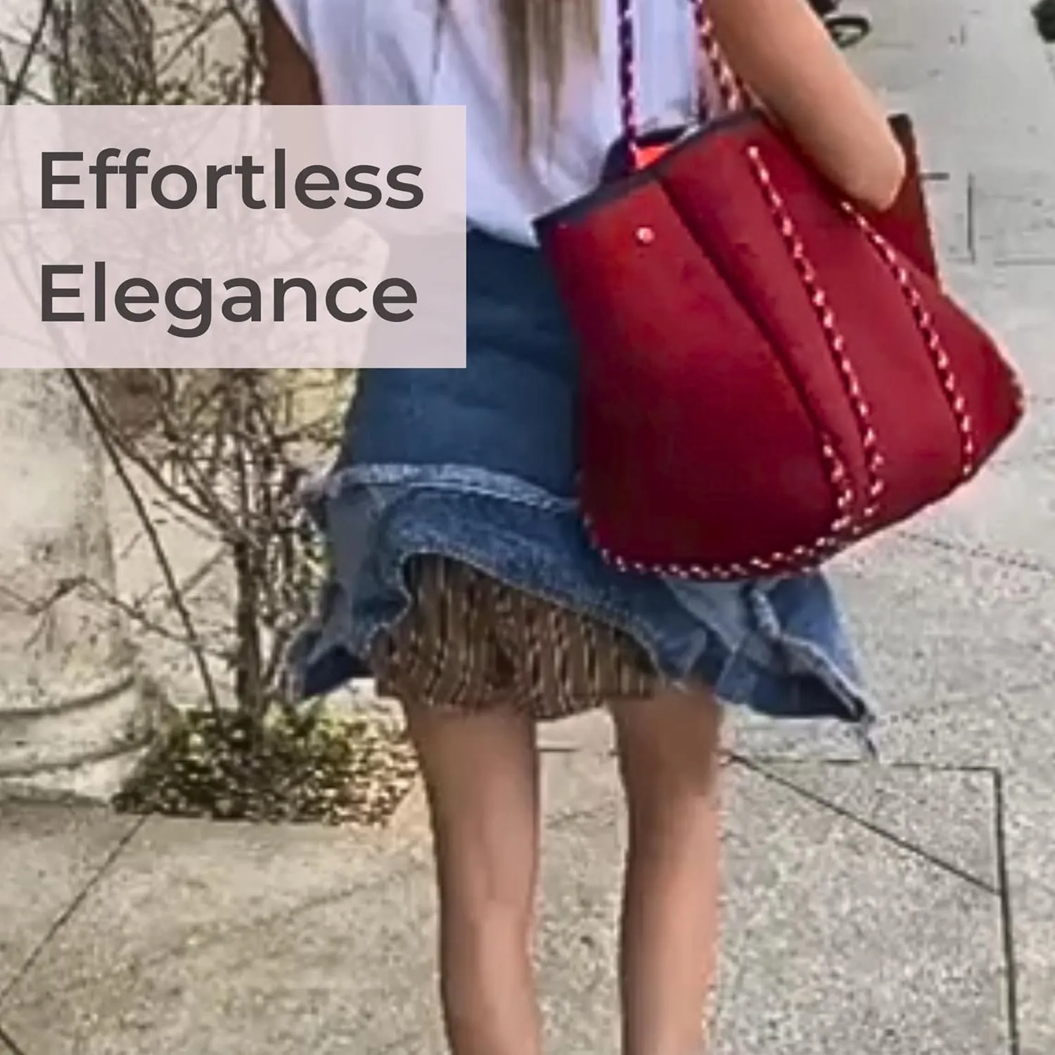 Large Neoprene Tote Bag for Women - Everyday Designer Handbag for Travel Work and Beach with Pockets and Zipper Pouch
