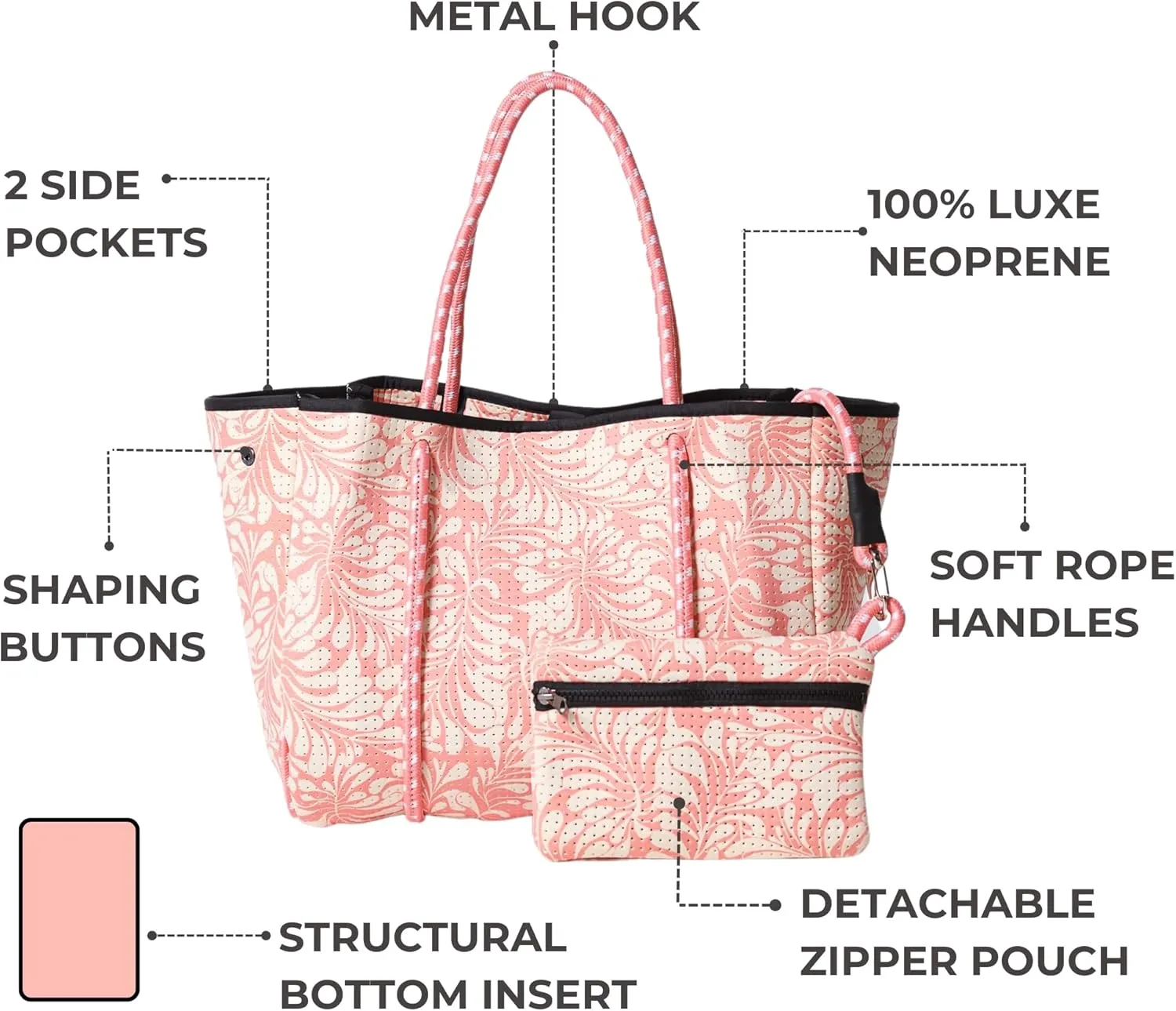 Large Neoprene Tote Bag for Women - Printed Everyday Designer Handbag