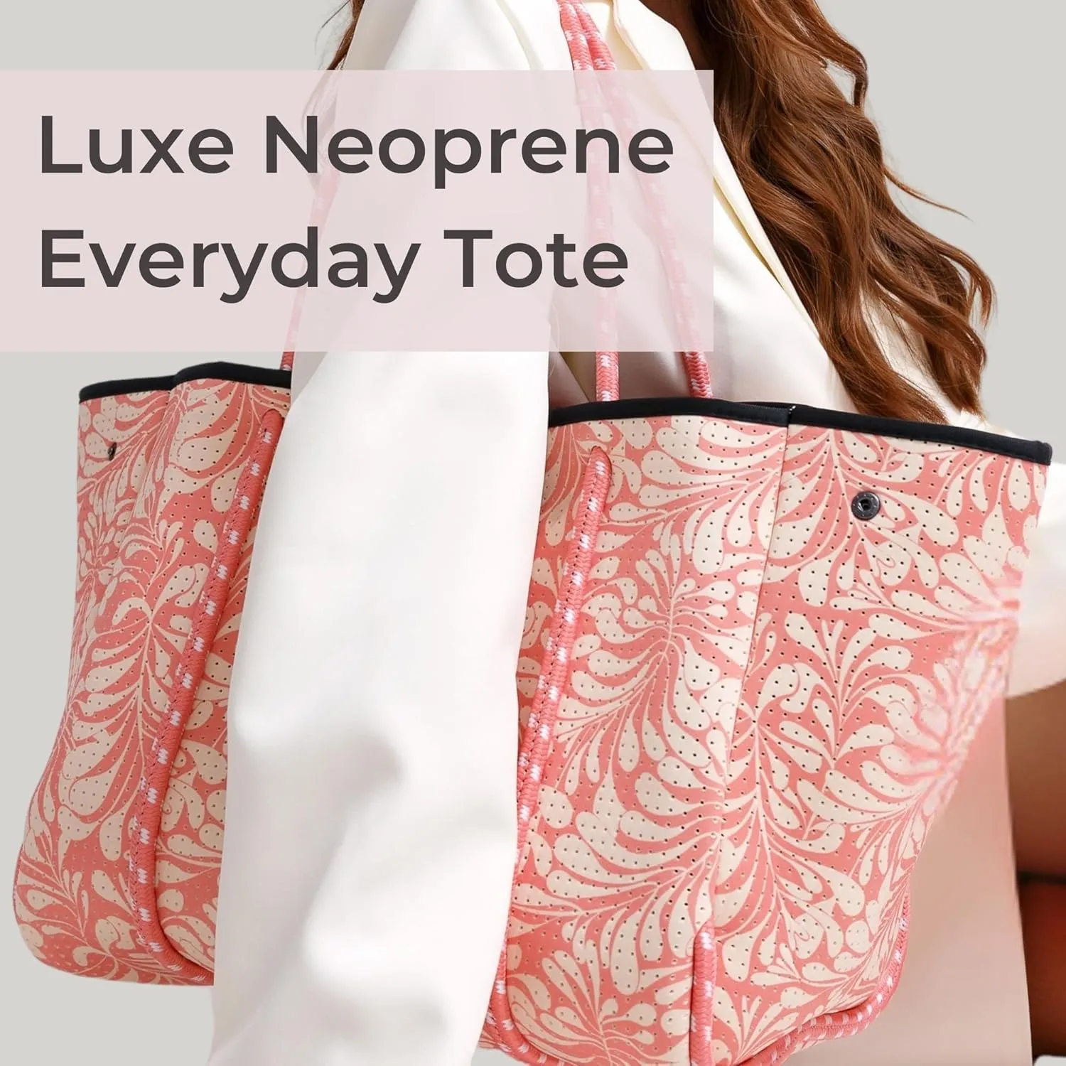 Large Neoprene Tote Bag for Women - Printed Everyday Designer Handbag
