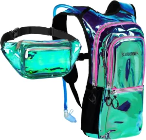 Laser Holographic - Purple hydration pack bundle with Transparent Aqua fanny pack