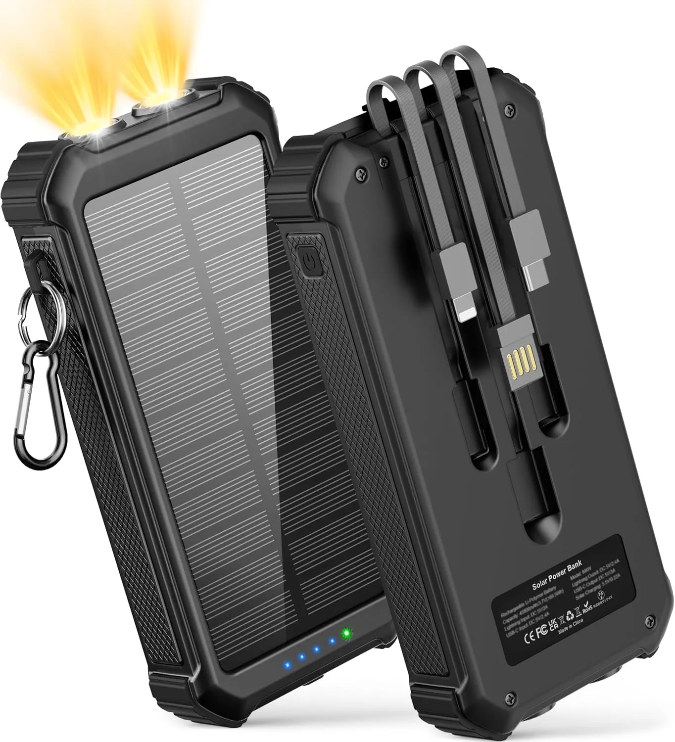 LATIMERIA Solar Charger Power Bank, 45800mAh Portable Phone Charger with USB C in/Output, 5V3.1A QC 3.0 Fast Charging for Cellphone, External Battery Pack Compatible with iPhone Samsung Google etc
