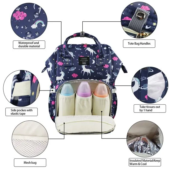 Le Queen Unicorn Bucket Mummy Baby Bucket Bag (Blue)