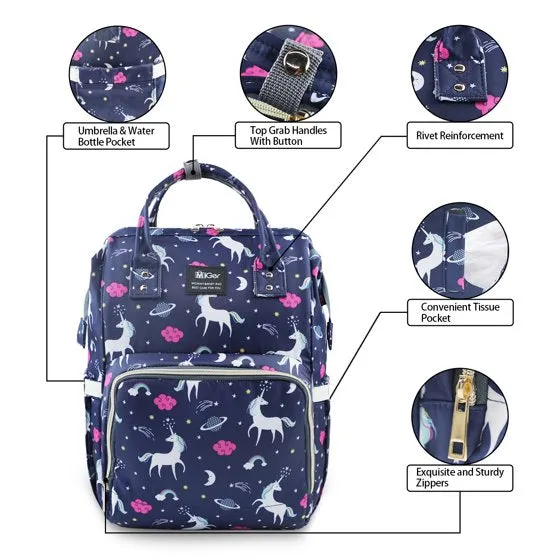Le Queen Unicorn Bucket Mummy Baby Bucket Bag (Blue)