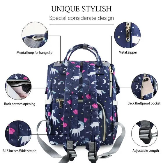 Le Queen Unicorn Bucket Mummy Baby Bucket Bag (Blue)