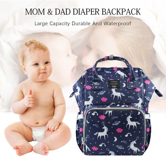 Le Queen Unicorn Bucket Mummy Baby Bucket Bag (Blue)