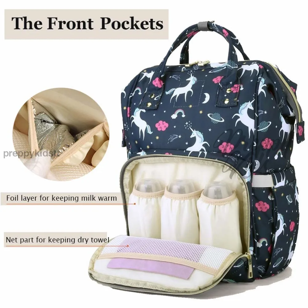Le Queen Unicorn Bucket Mummy Baby Bucket Bag (Blue)