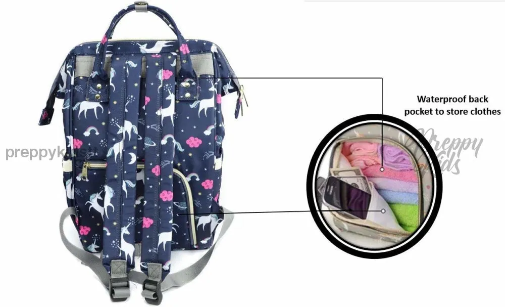 Le Queen Unicorn Bucket Mummy Baby Bucket Bag (Blue)