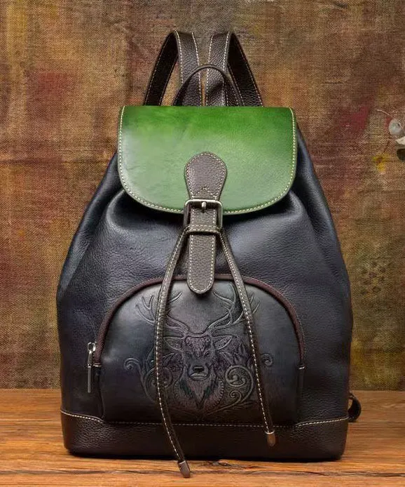 Leather Bag Capacity Backpack Brown New Retro Large Calf