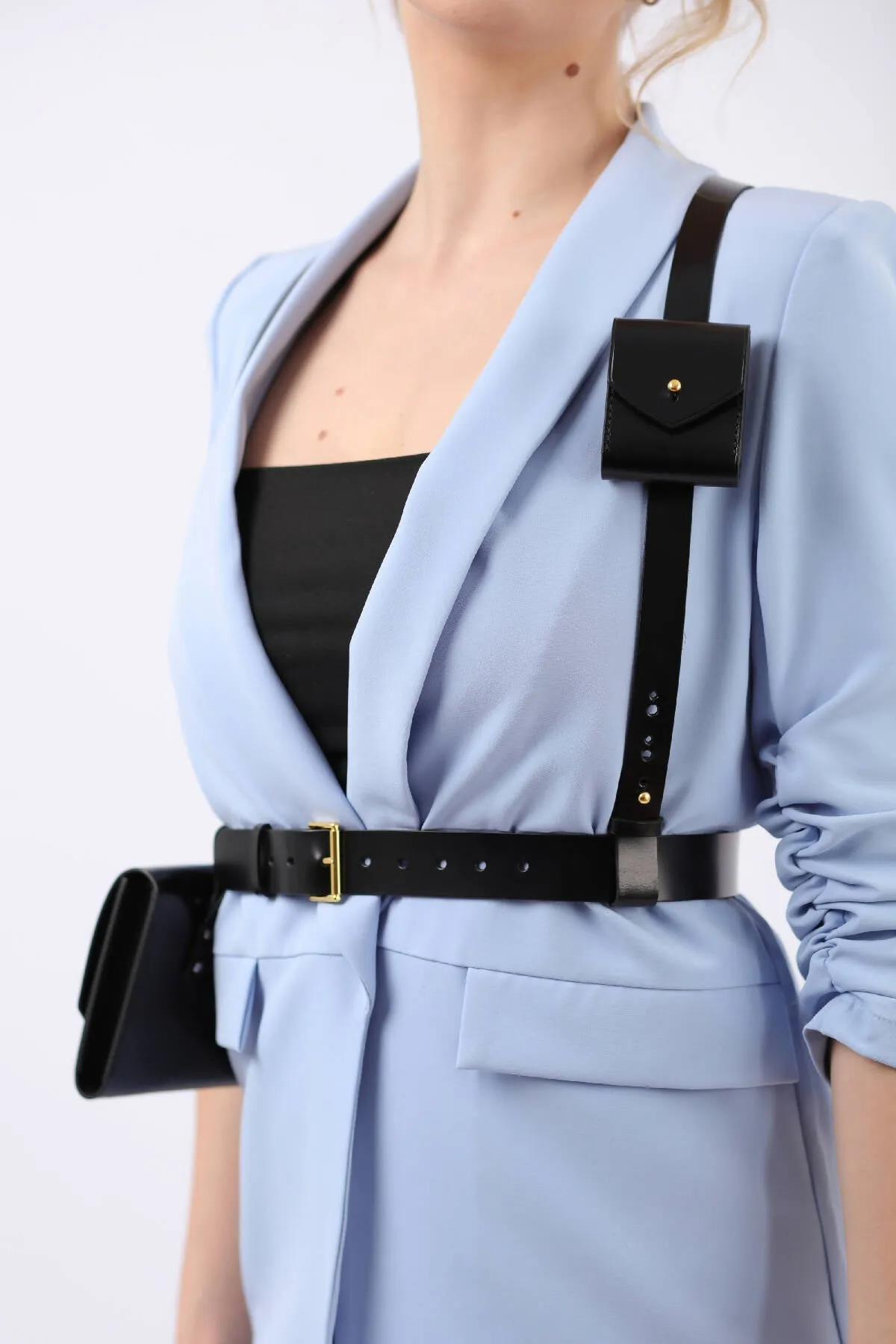 Leather Double Bag Harness