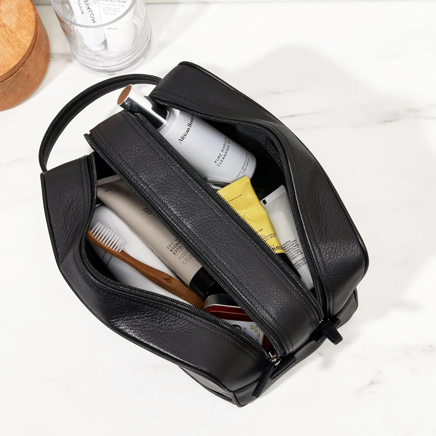 Leatherology Small Double Zip Toiletry Bag