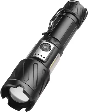 LED Flashlight 1800 High Lumens, Extremely Bright Flash Light, Zoomable, Water Resistant, Adjustable Brightness for Camping, Running, Emergency