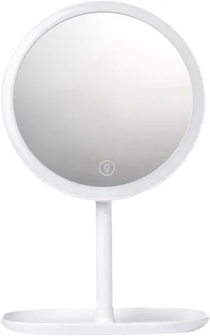 LED Makeup Mirror, Cordless &USB Rechargeable - Illuminated Tabletop Vanity Mirror, 3 Color Modes, 45° Rotating Freestanding Mirror for Makeup,Touch Screen,Removable Makeup Mirror