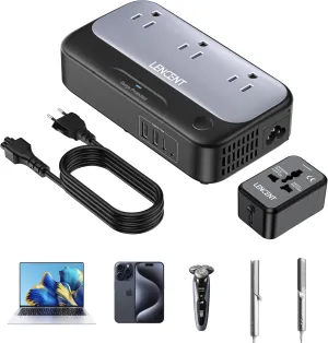 LENCENT 220V to 110V Voltage Converter 250 Watt Step Down Transformer Combo, US to Europe European Travel Plug Adapter, Universal International Power Adapter with 4 USB (2 USB C) for EU/UK/AU/US