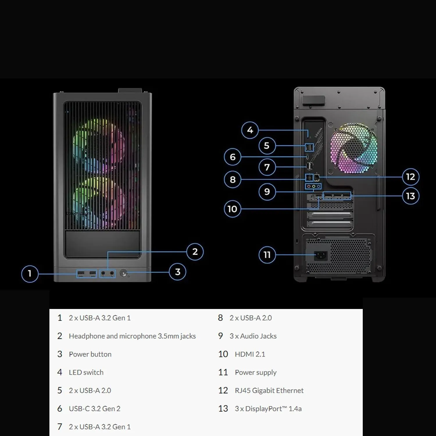 Lenovo Legion T5 Gen 8 Gaming Tower Desktop, 13th Gen Intel Core i7-13700F Processor, NVIDIA GeForce RTX 4070, 32GB DDR5 RAM, 1TB SSD   2TB HDD, HDMl, DP, RJ-45, Wi-Fi 6, Windows 11 Home, Grey