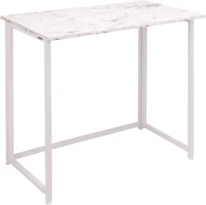 Leopard Outdoor Products Folding Computer Desk for Small Spaces, Space-Saving Home Office, Foldable Laptop Table, Writing Desk, Compact Study Reading Table (Marble White)