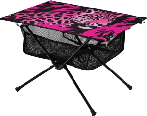 Leopard Pink Portable Folding Camping Table, Compact Lightweight Beach Table with Carrying Bag for Outdoor Picnics, BBQs, Camp