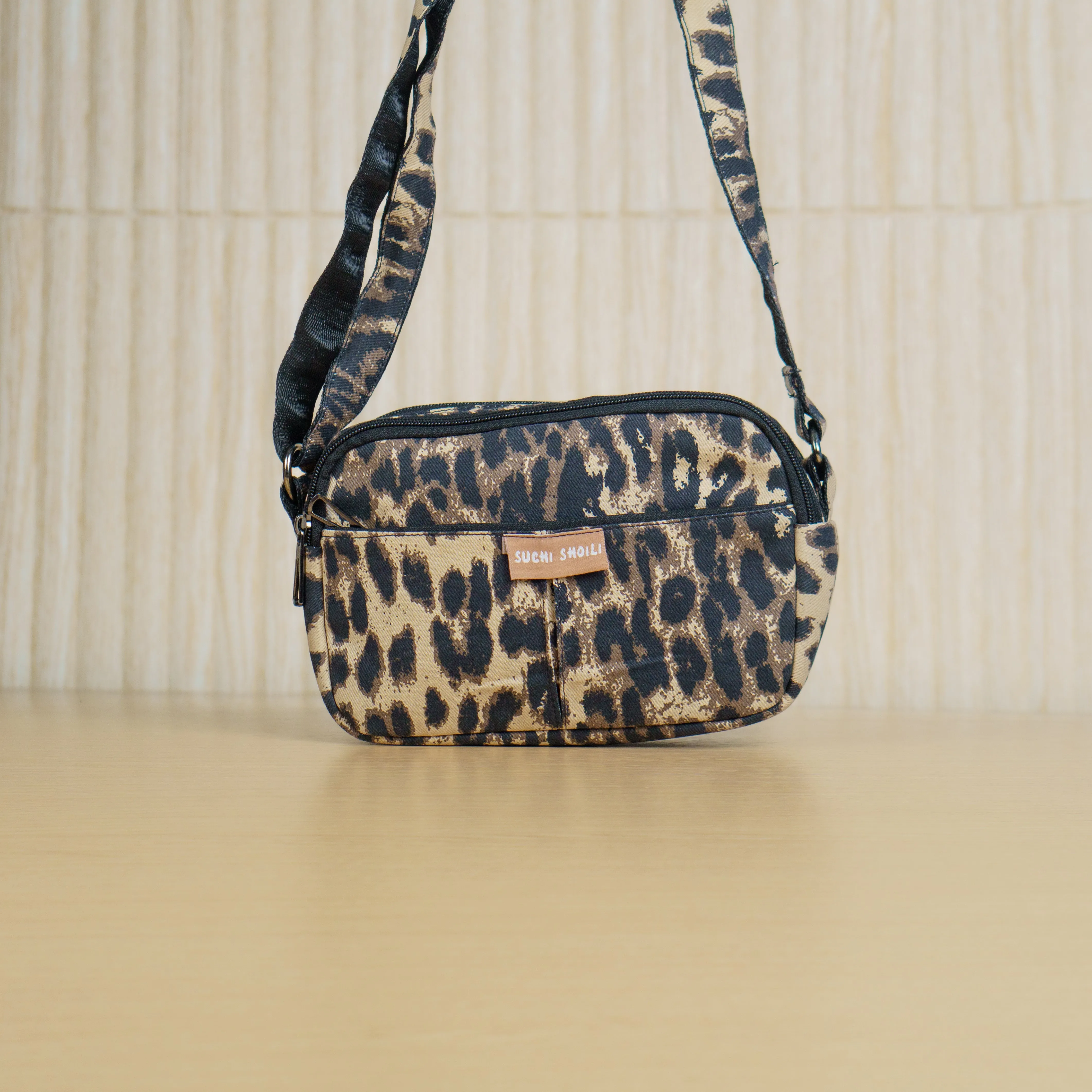 Leopardskin Pattern Rupa Double Chamber Crossbody Bag