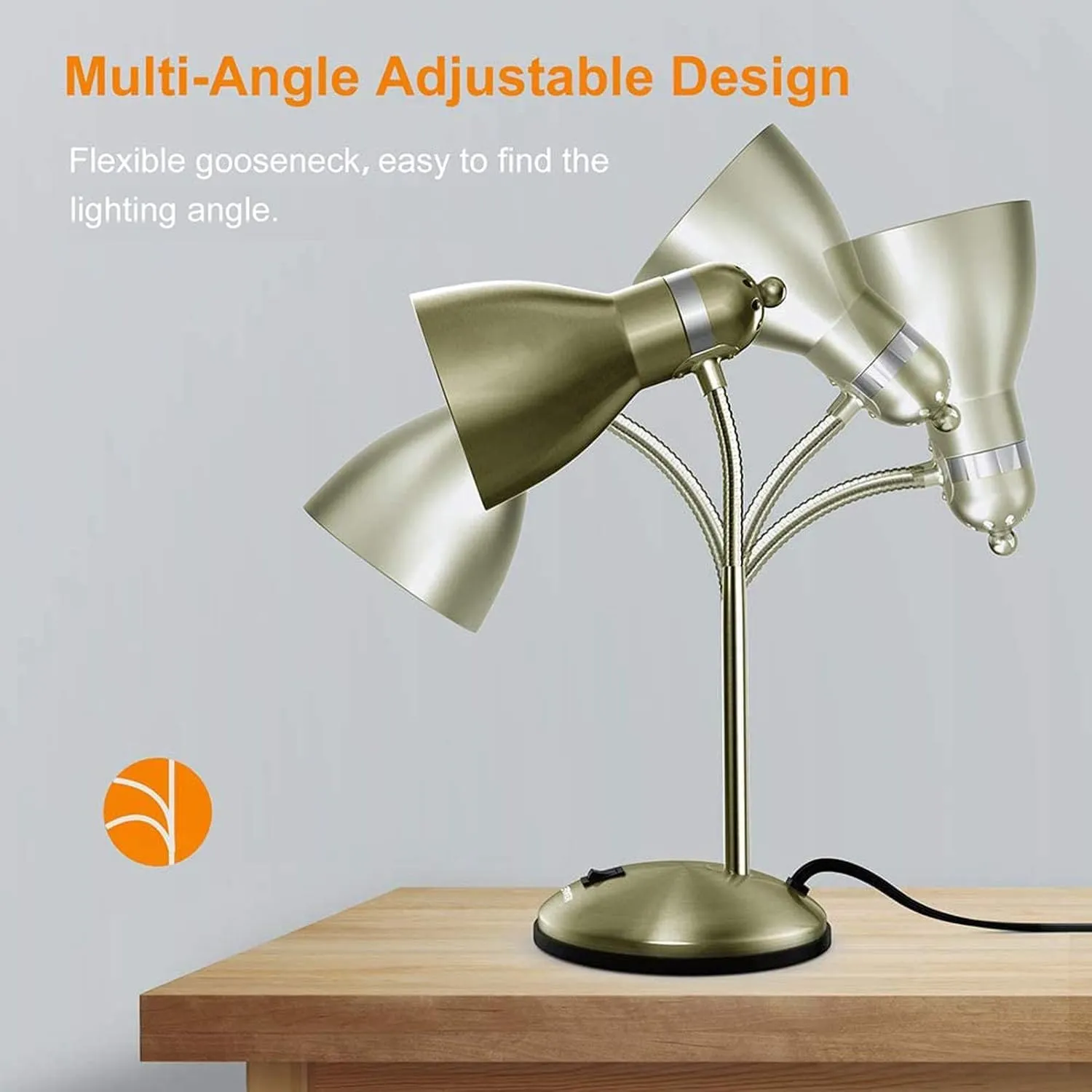 LEPOWER Metal Desk Lamp, Adjustable Goose Neck Table Lamp, Eye-Caring Study Desk Lamps for Bedroom, Study Room and Office (Bronze)