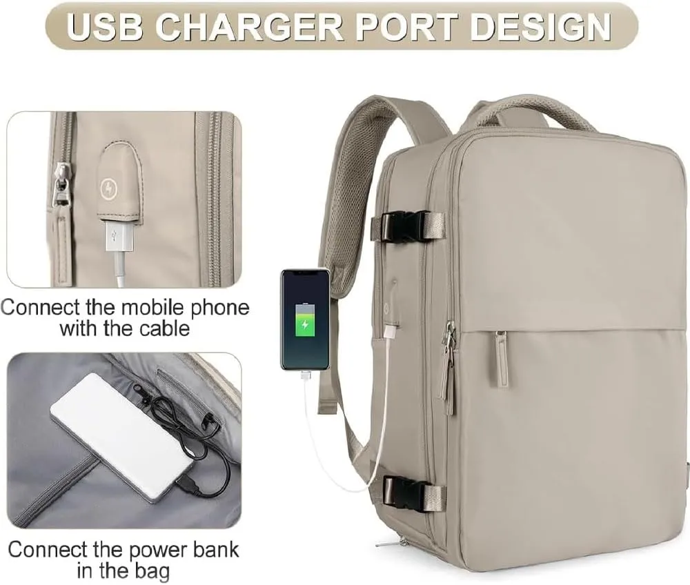 Levettevac Backpack, Levettevac Mochila, Expandable Large Capacity, with Separate Shoe Compartment (Gray)
