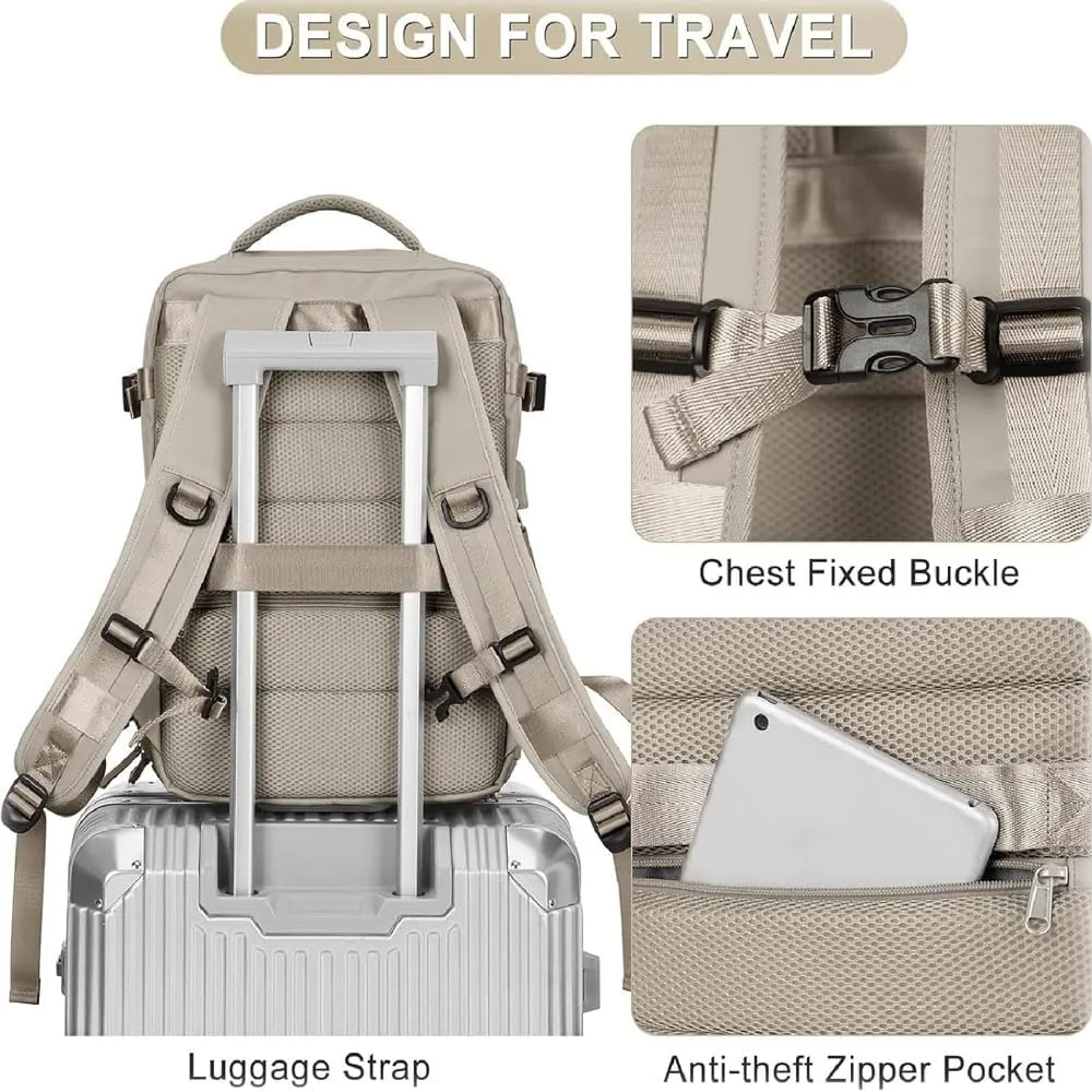 Levettevac Backpack, Levettevac Mochila, Expandable Large Capacity, with Separate Shoe Compartment (Gray)