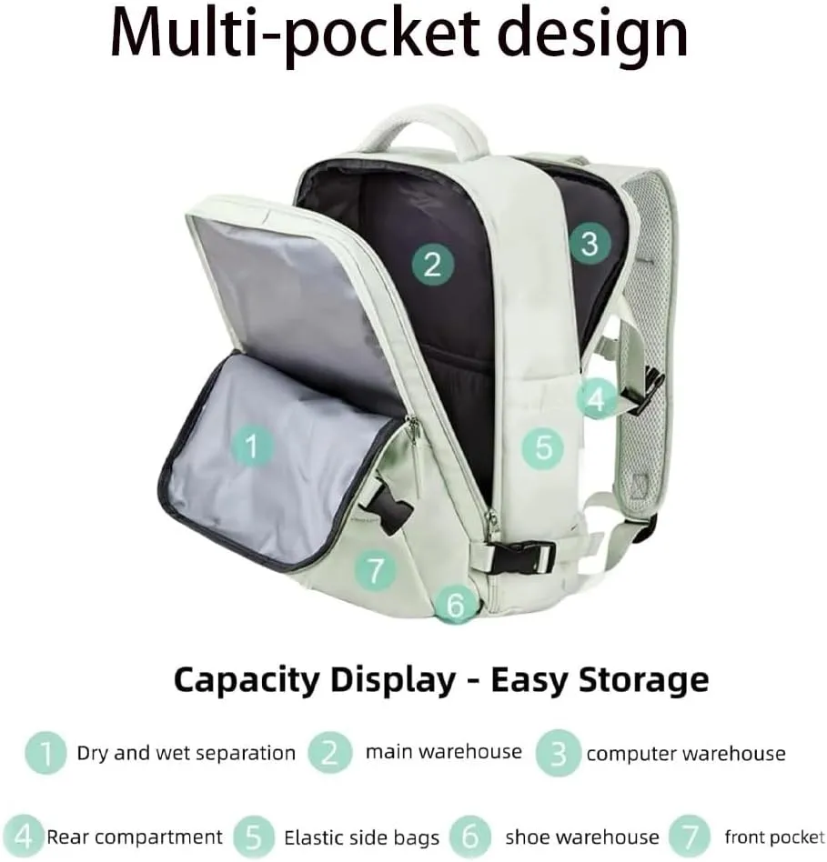 Levettevac Backpack, Levettevac Mochila, Expandable Large Capacity, with Separate Shoe Compartment (Gray)