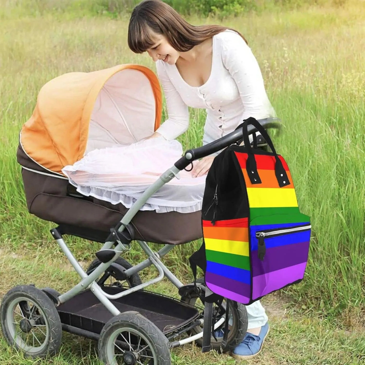 LGBT Gay Pride Flag Large Capacity Mummy Maternity Bag Multifunctional Diaper Backpack 3D Print Travel Backpack