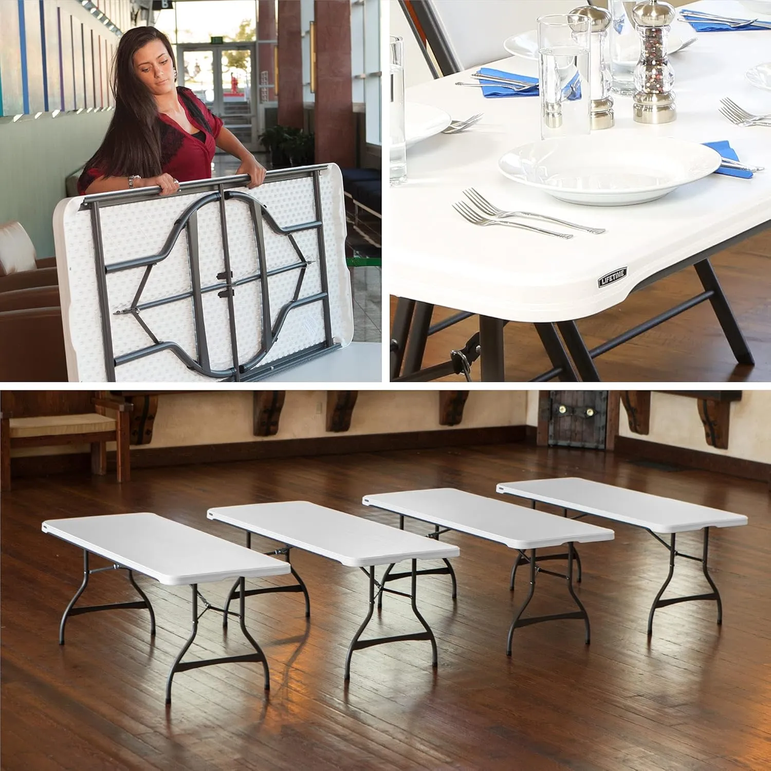 Lifetime 80306 Commercial Stackable Folding Table, 6', White