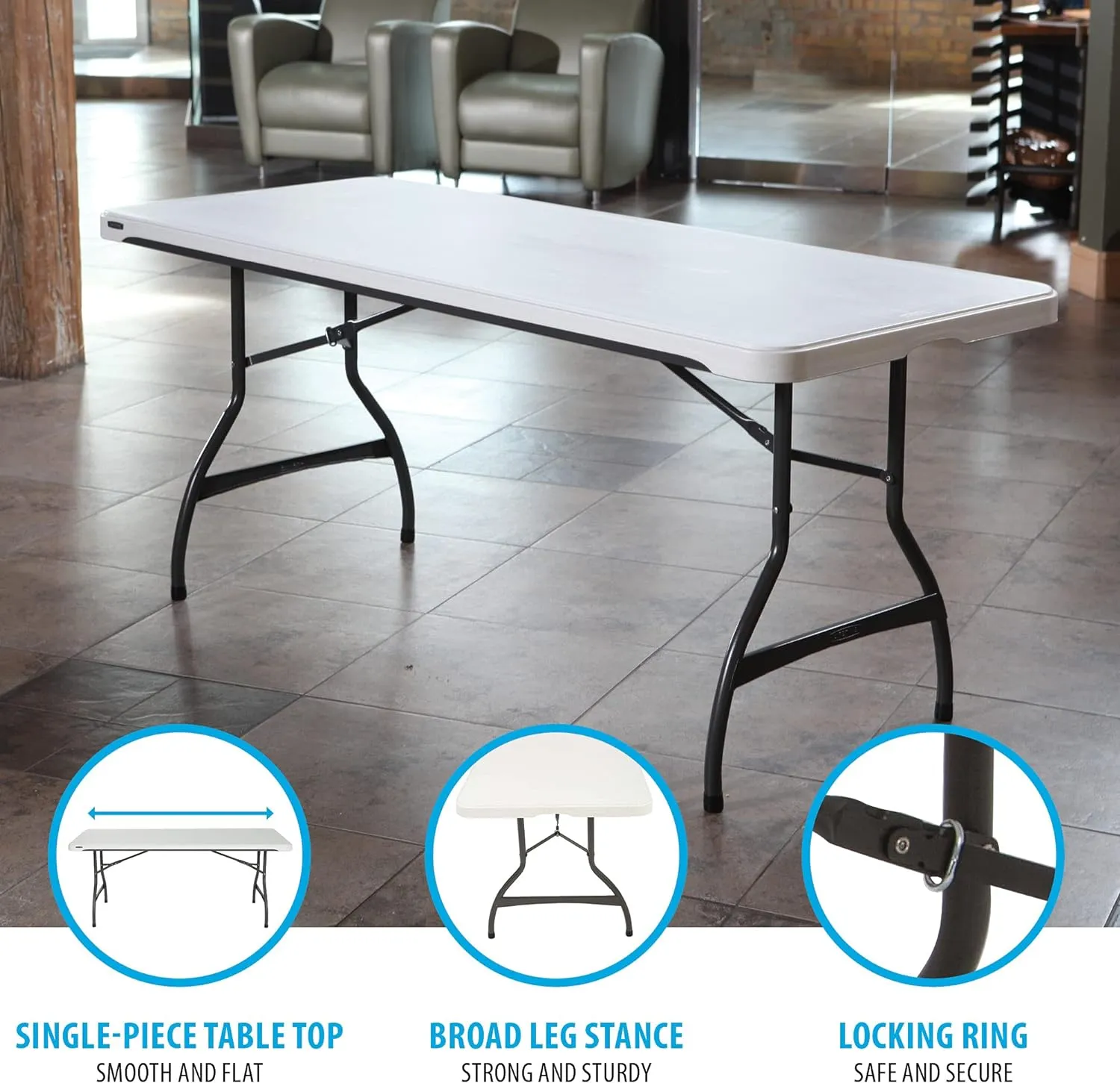 Lifetime 80306 Commercial Stackable Folding Table, 6', White