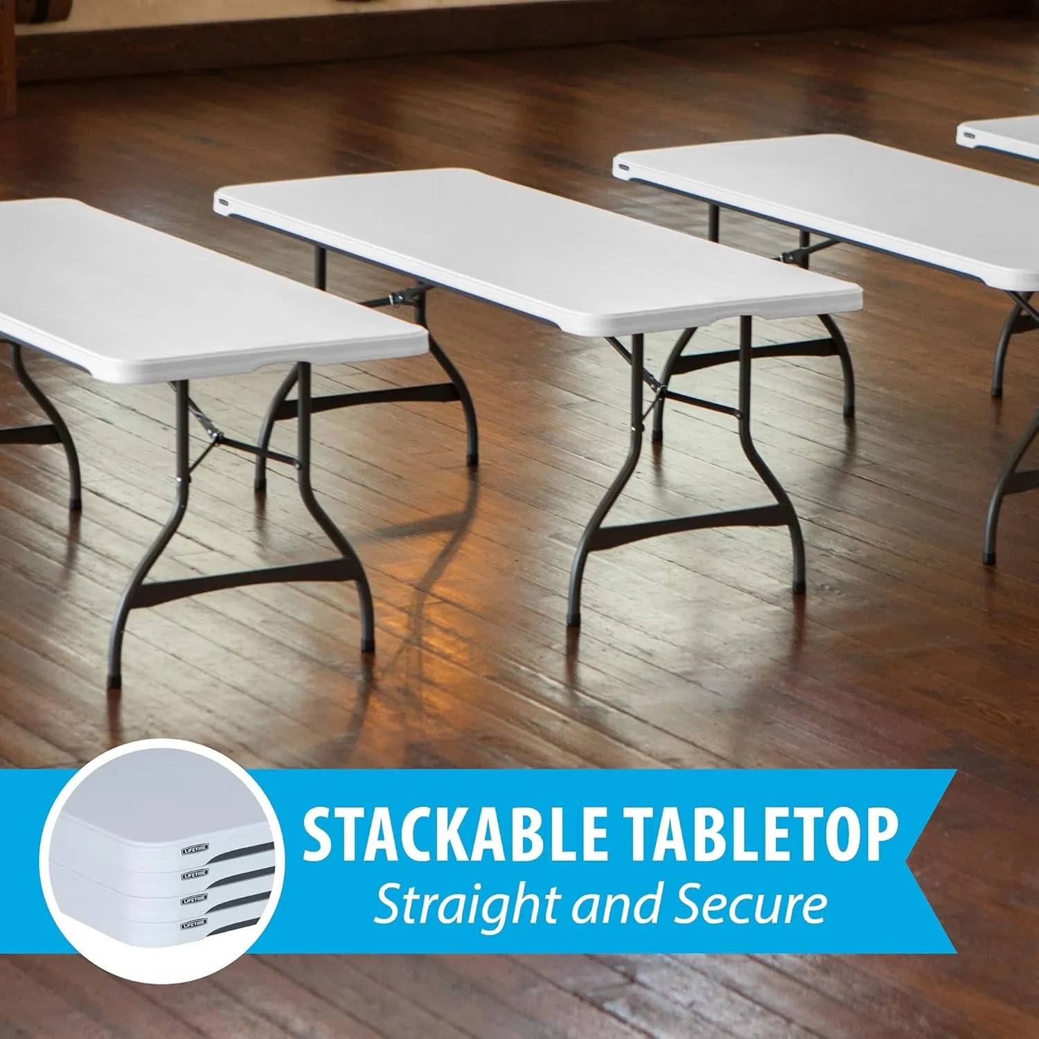 Lifetime 80306 Commercial Stackable Folding Table, 6', White