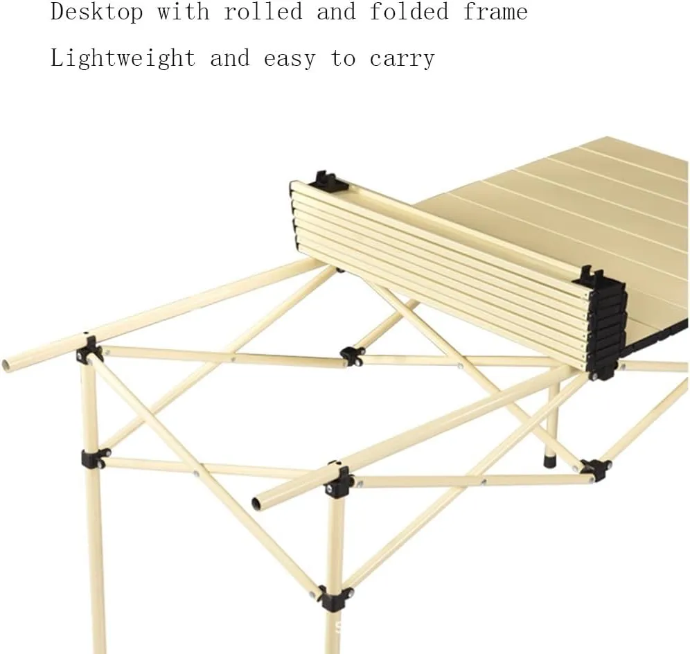 Lightweight Aluminum Folding Table Compact Roll Up Table with Carry Bag for Camping Picnic Backyards
