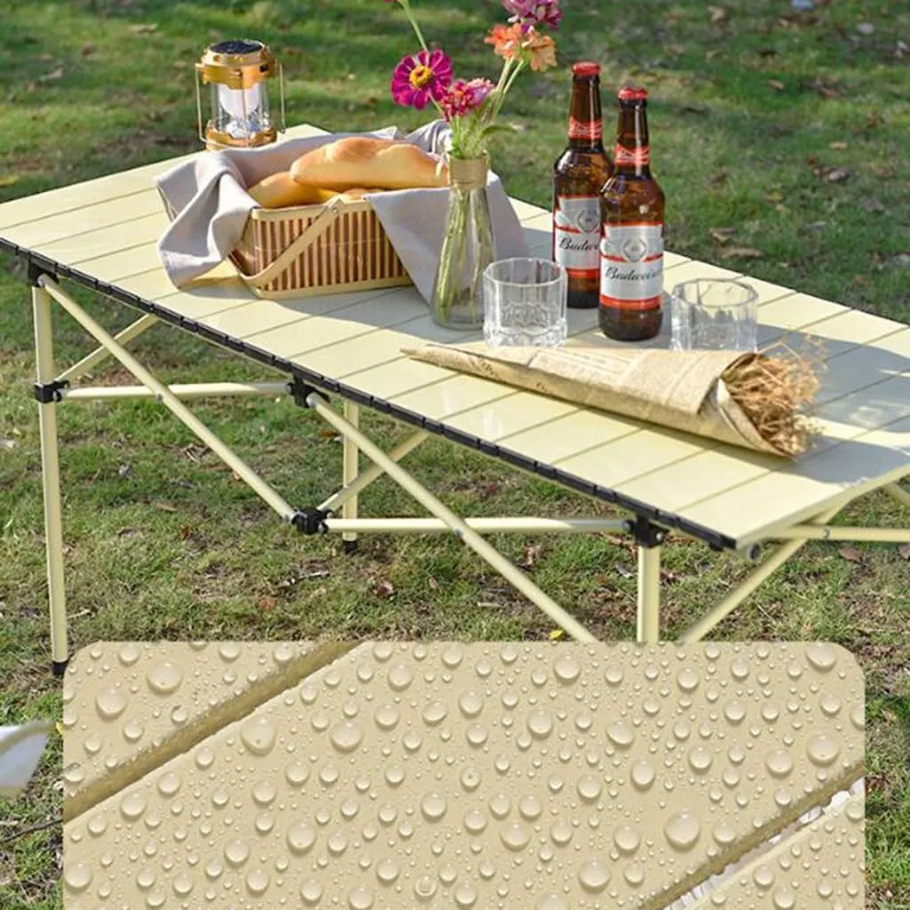 Lightweight Aluminum Folding Table Compact Roll Up Table with Carry Bag for Camping Picnic Backyards